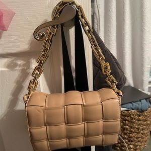 Gold chain linked woven purse
